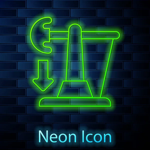 Žhnoucí Neonová Čára Pokles Ceny Ropy Ikony Izolované Pozadí Cihlové — Stockový vektor