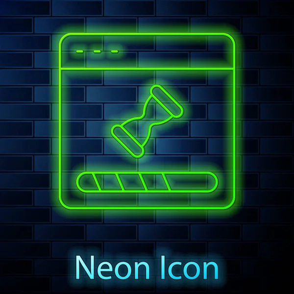 Glowing Neon Line Loading Data Window Progress Bar Icon Isolated — Stock Vector