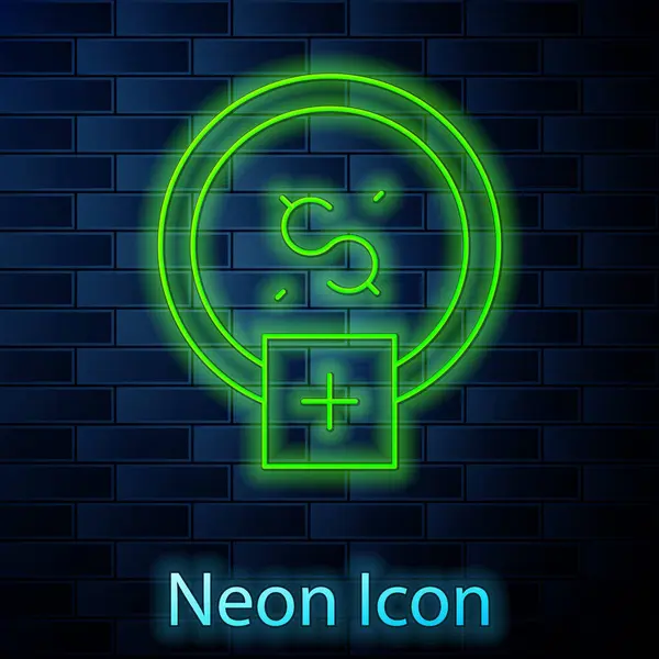 Glowing Neon Line Stop Smoking Money Saving Icon Isolated Brick — Stock Vector