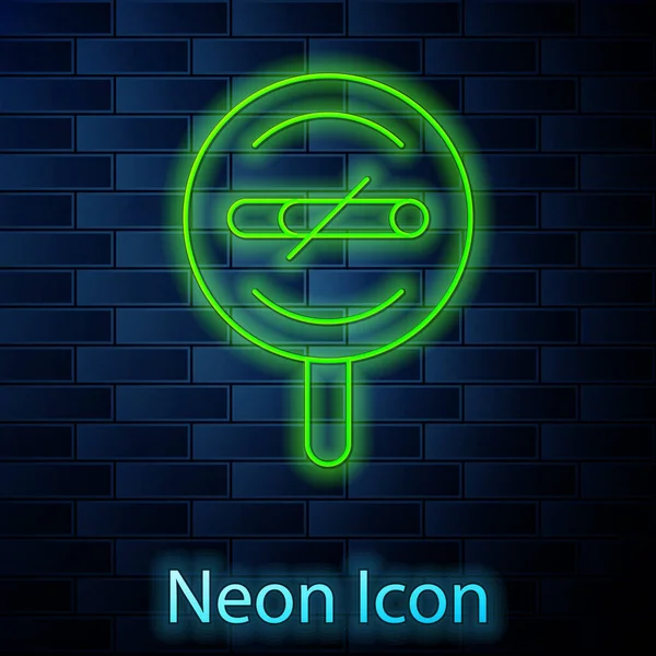 Świecąca Neon Linii Smoking Icon Isolated Brick Wall Background Zakaz — Wektor stockowy