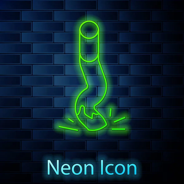 Glowing Neon Line Cigarette Butt Icon Isolated Brick Wall Background — Vector de stock