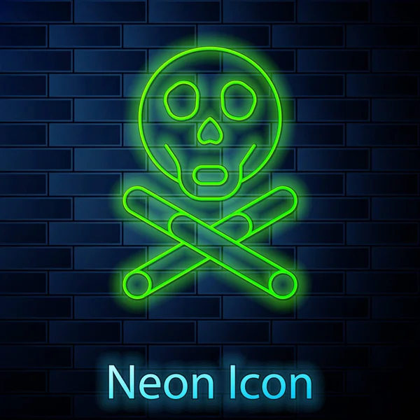 Glödande Neon Linje Ben Och Skalle Som Ett Tecken Toxicitet — Stock vektor