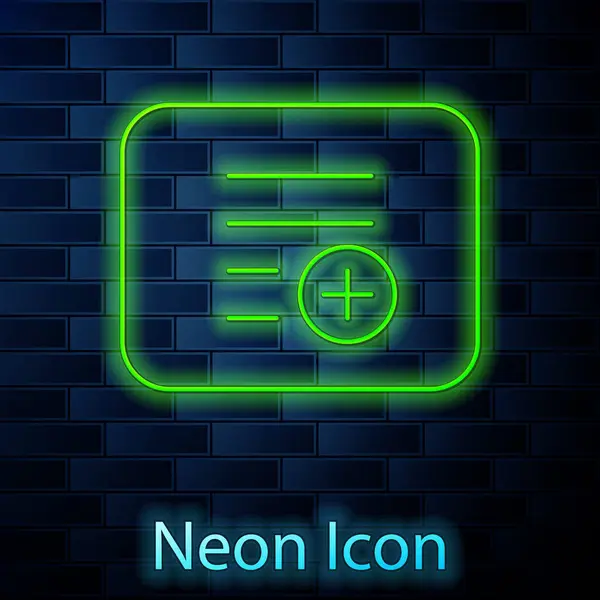 Linea Neon Incandescente Aggiungi All Icona Della Playlist Isolato Sfondo — Vettoriale Stock
