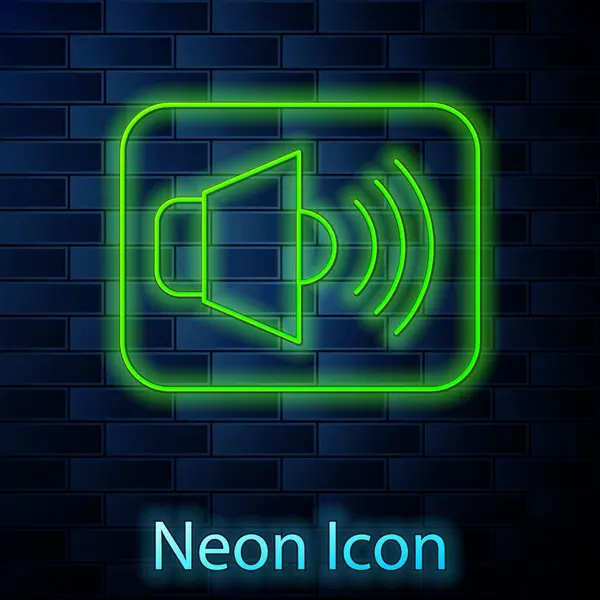 Glowing Neon Line Speaker Volume Audio Voice Sound Symbol Media — Stock Vector