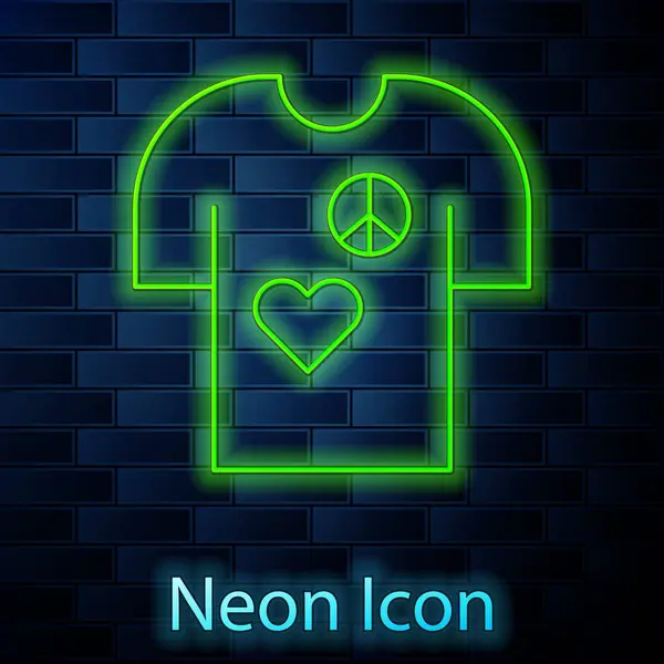 Linha Néon Brilhante Símbolo Paz Ícone Selo Impressão Shirt Isolado — Vetor de Stock