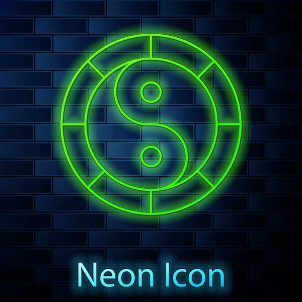 Glowing Neon Line Yin Yang Symbol Harmony Balance Icon Isolated — Stock Vector