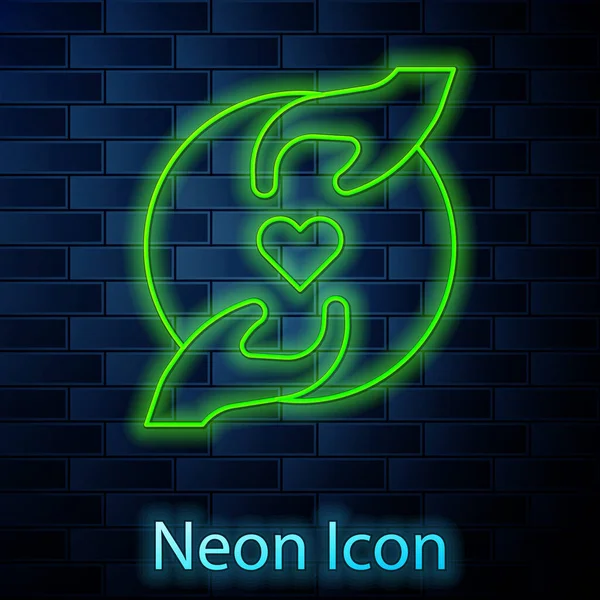 Zářící Neonová Čára Příjemný Vztah Ikona Izolované Pozadí Cihlové Zdi — Stockový vektor