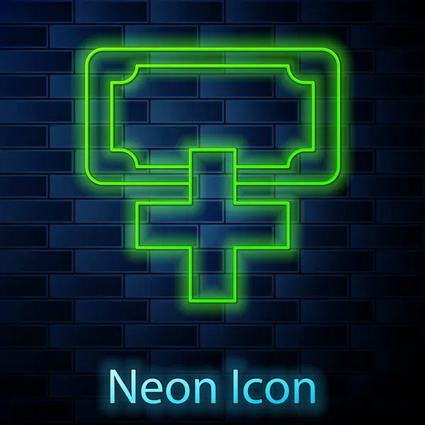Žhnoucí Neonová Čára Dar Charitativní Ikona Izolované Cihlové Zdi Pozadí — Stockový vektor