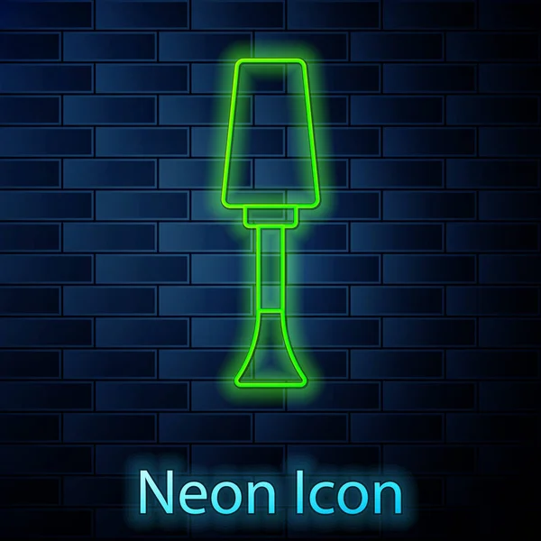 Glowing Neon Line Nail Polish Icon Isolated Brick Wall Background — Stockvector