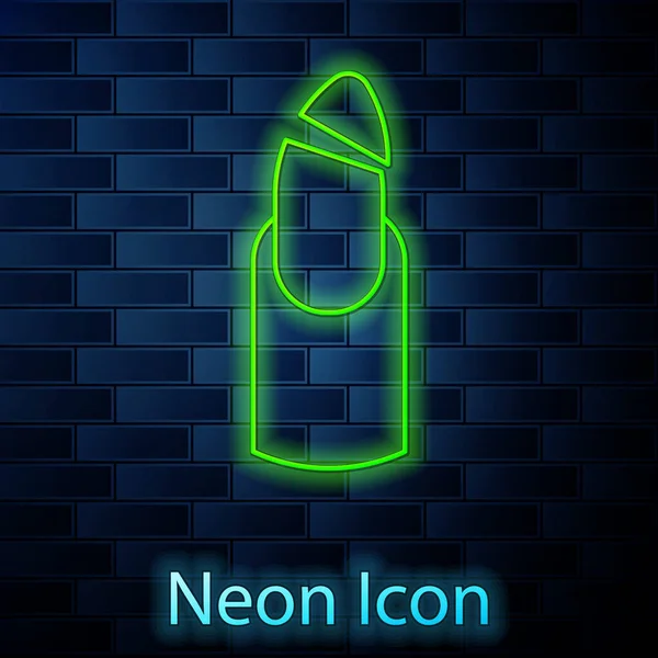 Zářící Neonová Čára Zlomený Nehet Ikona Izolované Pozadí Cihlové Zdi — Stockový vektor