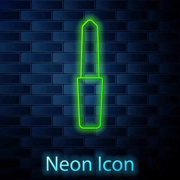 Gloeiende Neon Lijn Nagel Bestand Pictogram Geïsoleerd Baksteen Muur Achtergrond — Stockvector