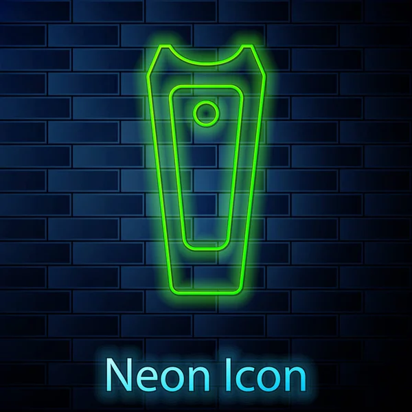 Glowing Neon Line Nail Cutter Icon Isolated Brick Wall Background — Stock Vector