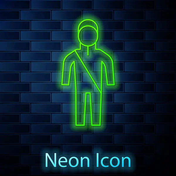 Glödande Neon Line Våtdräkt För Dykning Ikon Isolerad Tegel Vägg — Stock vektor