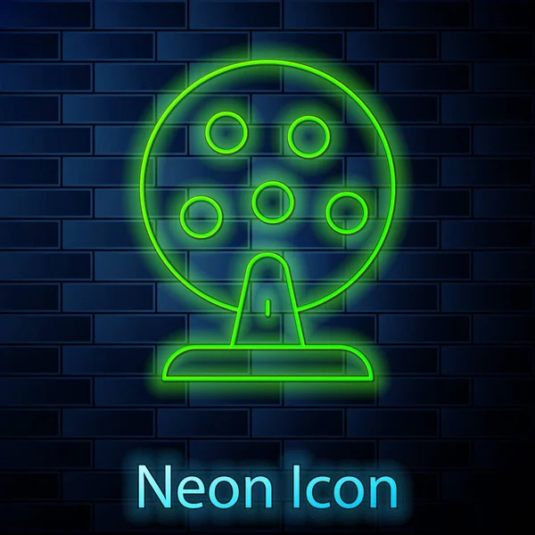 Žhnoucí Neonová Linka Loterie Stroj Loterijními Kuličkami Uvnitř Ikony Izolované — Stockový vektor
