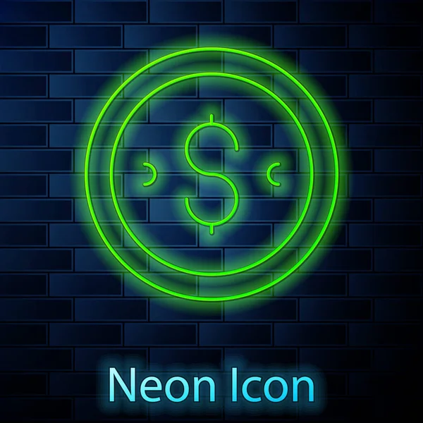 Świecące Neon Line Moneta Pieniądze Ikoną Symbolu Dolara Izolowane Tle — Wektor stockowy