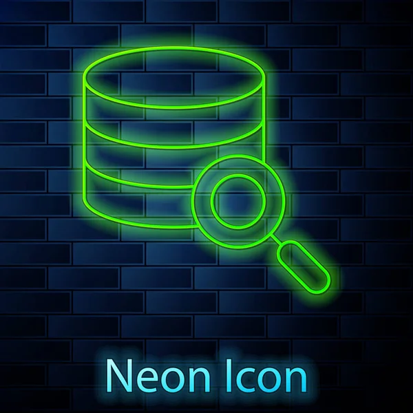 Gloeiende Neon Lijn Server Data Web Hosting Pictogram Geïsoleerd Baksteen — Stockvector