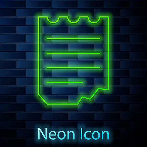Gloeiende Neon Lijn Notebook Pictogram Geïsoleerd Baksteen Muur Achtergrond Spiraal — Stockvector