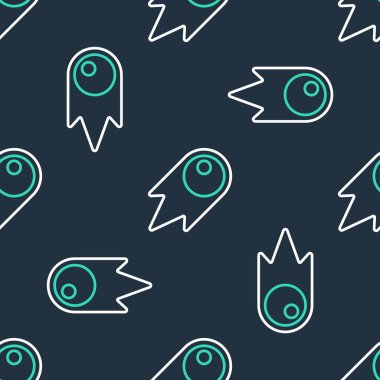 Çizgi Kuyrukluyıldızı hızla aşağıya düşüyor. Siyah arkaplanda izole edilmiş kusursuz desen. Vektör