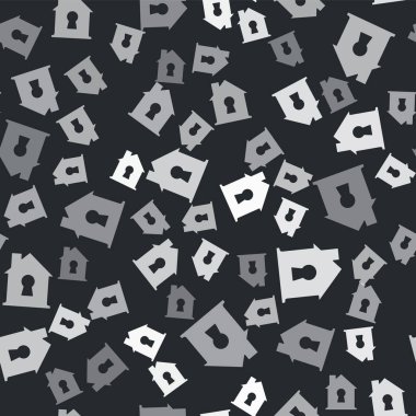 Gri Ev koruma ikonu altında. Siyah arka planda izole edilmiş pürüzsüz desen. Ev ve kalkan. Koruma, güvenlik, güvenlik, koruma, savunma konsepti. Vektör.