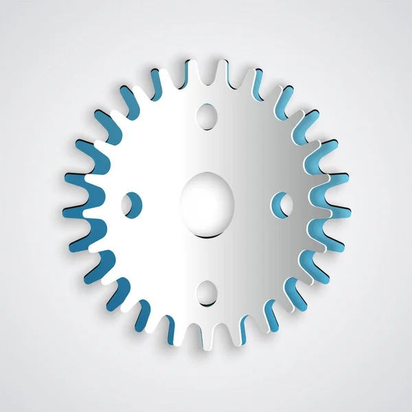 Paper Cut Gear Icon Isolated Grey Background Cogwheel Gear Settings — Stock Vector