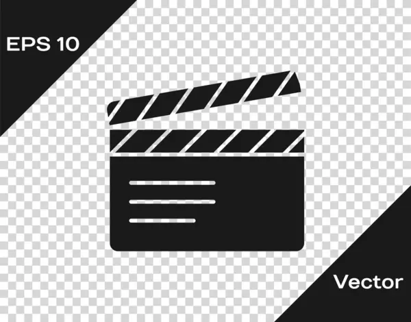 Black Movie Clapper Icon Isoliert Auf Transparentem Hintergrund Filmklappbrett Klappschild — Stockvektor