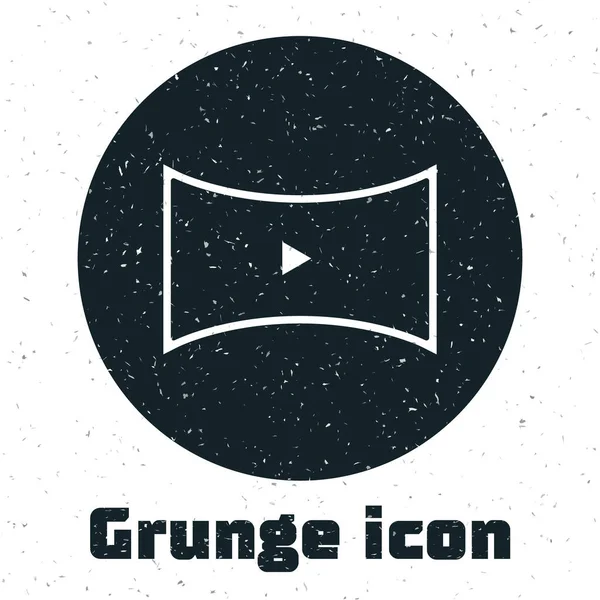 Grunge Online Jugar Icono Vídeo Aislado Sobre Fondo Blanco Película — Vector de stock