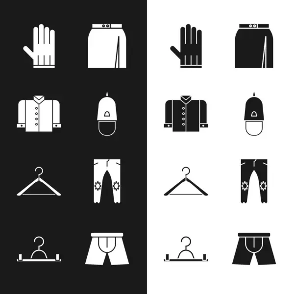 Set Police Cap Cockade Shirt Leather Glove Skirt Hanger Wardrobe — Stock Vector