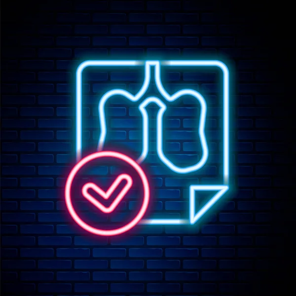 Glowing Neon Line Lungs Ray Diagnostics Icon Isolated Brick Wall Royalty Free Stock Vectors