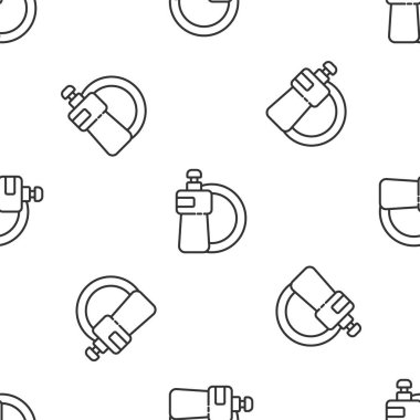 Gri çizgi, bulaşık deterjanı şişesi ve plaka ikonu beyaz arka planda izole edilmiş, pürüzsüz desen. Bulaşık yıkamak için sıvı deterjan. Vektör İllüstrasyonu.