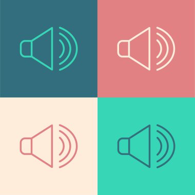 Pop sanat hattı Hoparlör sesi, ses ses sembolü, medya müzik ikonu renk arkaplanında izole. Vektör.