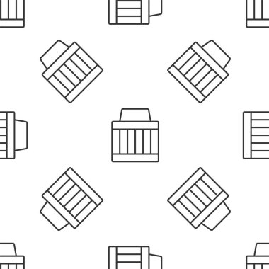 Gri çizgi araba hava filtresi ikonu beyaz arka planda kusursuz desen izole etti. Otomobil tamir hizmeti sembolü. Vektör