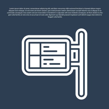 Mavi çizgi toplu taşıma tahtası simgesi mavi arkaplanda izole edildi. Mekanik skor tabelası. Trendeki billboarddaki uçuş bilgileri. Vektör