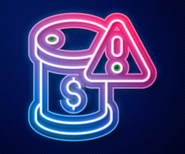 Işıldayan neon hattı Ham petrol fiyatlarındaki düşüş mavi arka planda izole edildi. Petrol endüstrisi krizi konsepti. Vektör