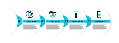 Mobil kayıt, Hammer, FTP operasyonu iptal edin ve polis rozeti ikonu. Vektör