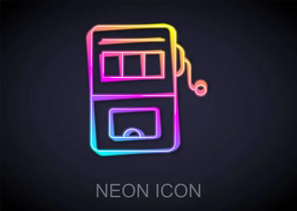 Leuchtende Neon Linie Spielautomat Symbol Isoliert Auf Schwarzem Hintergrund Vektor — Stockvektor