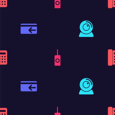 Web kamerasını, Cash 'i, uzaktan kumandayı ve telefonu kusursuz bir şablona ayarlayın. Vektör.