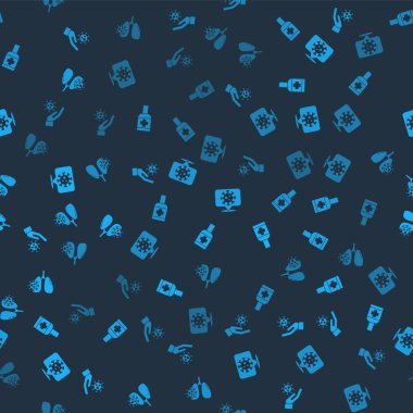 El 'i virüsle, sıvı antibakteriyel sabunla, Corona' yı mekâna yerleştir ve virüs hücrelerini akciğerlerine kusursuz bir şekilde yerleştir. Vektör.