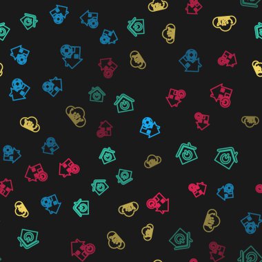 Set hattı Akıllı ev, internet ve kusursuz şablon. Vektör.