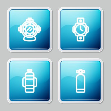 Hat Aqualung, dalış saati ve ikon. Vektör