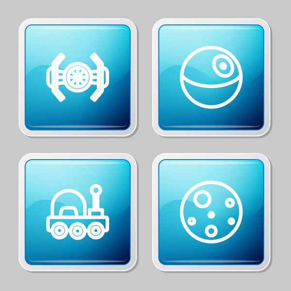 Set line Cosmic ship, Planet, Mars rover and  icon. Vector