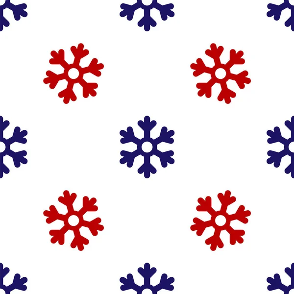 Azul Rojo Copo Nieve Icono Aislado Patrón Sin Costuras Sobre — Vector de stock
