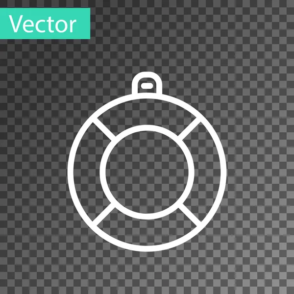White Line Lifebuoy Icon Isolated Transparent Background Lifebelt Symbol Vector — Stock Vector