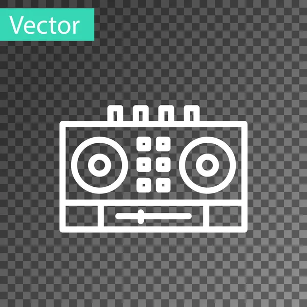 White Line Remote Playing Mixing Music Icon Isolated Transparent Background — Stock Vector