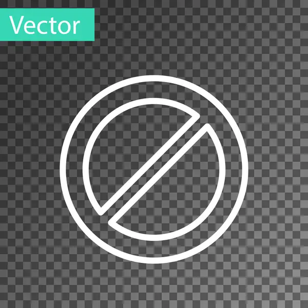 Vit Linje Ban Ikon Isolerad Transparent Bakgrund Stanna Symbolen Vektor — Stock vektor