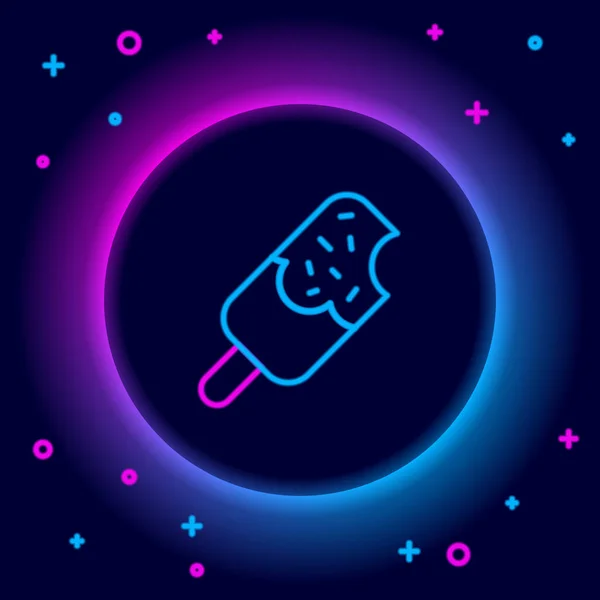 Glowing Neon Line Ice Cream Icon Isolated Black Background Sweet — Stock Vector