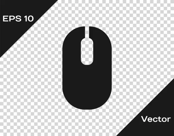 Schwarzes Computermaussymbol Isoliert Auf Transparentem Hintergrund Optisch Mit Radsymbol Vektor — Stockvektor