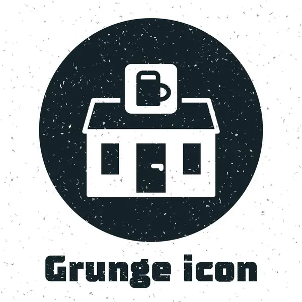 Grunge Store Κτίριο Του Καταστήματος Μπύρας Εικονίδιο Απομονώνονται Λευκό Φόντο — Διανυσματικό Αρχείο