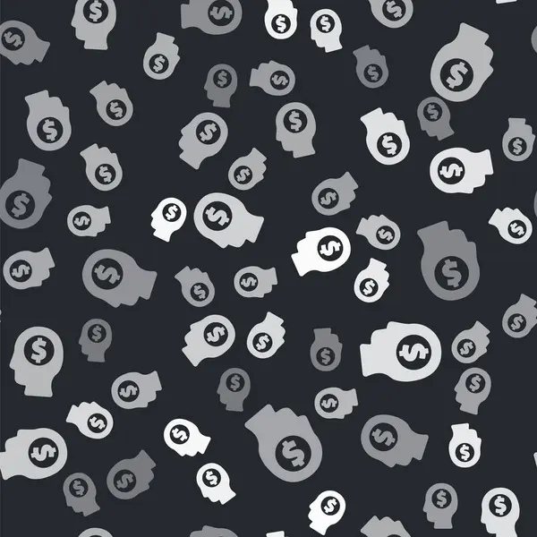 Серый Бизнесмен Планирующий Образ Разума Изолированный Бесшовный Рисунок Черном Фоне — стоковый вектор