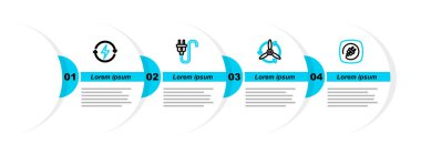 Elektrik prizi, rüzgar türbini ve şarj ikonu ayarlanıyor. Vektör