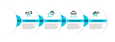 Teleskop hattı, UFO uçan uzay gemisi kuyruklu yıldız hızla düşüyor ve simge haline geliyor. Vektör
